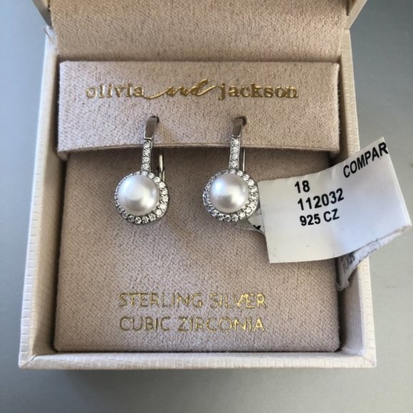 Olivia and Jackson  Pearl Sterling Silver Earrings - Picture 1 of 2